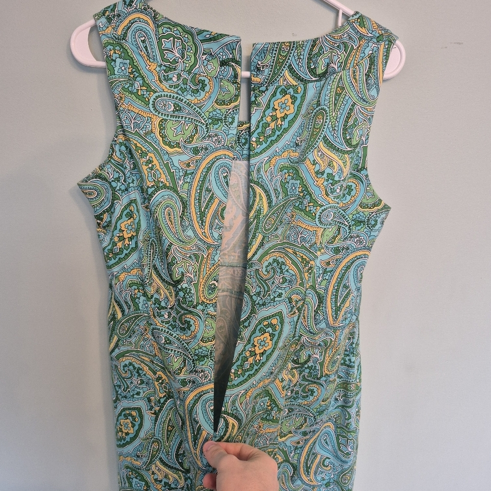 Jones New York Women's Turqoise Boho Spring Paisley Sleeveless Dress Size 10 - Picture 6 of 7